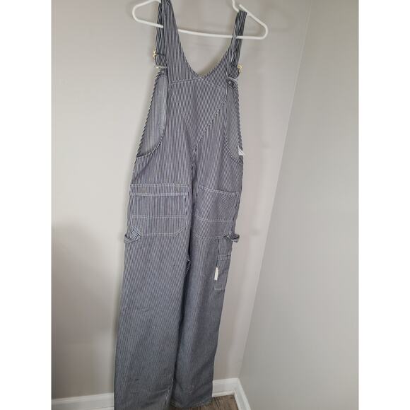 60s 70s Toughskins Railroad Stripe 36x34 Union Made Workwear Overalls - Picture 4 of 6